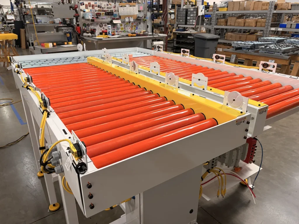 Motor-driven roller conveyor accumulation zones with photo-eye sensors and 24V wiring